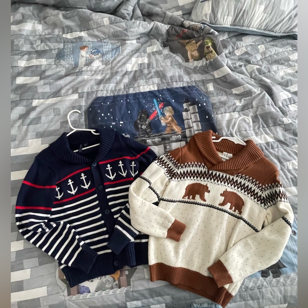 Janie and Jack Navy and Brown Cardigans